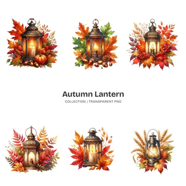 Autumn Lantern PNG Clipart Collection - 68 PNG, Fall Season Graphics, ,Fantasy Floral Lantern Printables, Commercial use, Digital download