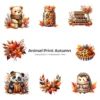Animal Print Autumn PNG Clipart Collection - 60 PNG, Fall Fashion Graphics, Woodland Autumn Printables, Commercial use, Digital download