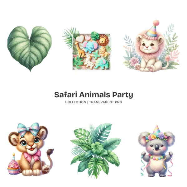 Safari Animals Party PNG Clipart Collection - 85 PNG, Jungle Birthday Graphics, Baby Shower Printables, Commercial use, Digital download