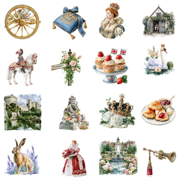 England Watercolor Clipart Bundle - 295+ transparent PNG, Corgi png, Stonehenge art, Big Ben, London Eye, Commercial use, Digital download