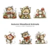 Autumn Woodland Animals Whimsical Clipart - 60 PNG, Fall Forest Graphics, Seasonal Wildlife PNG, Commercial use, Digital download