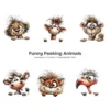 Funny Peeking Animals Whimsical Clipart - 60 PNG, Wild Critters Graphics, Quirky, Giggling Animal PNG, Commercial use, Digital download