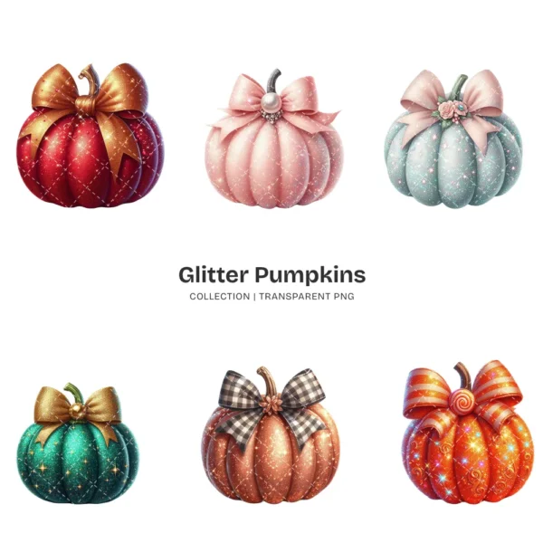 Glitter Pumpkins PNG Clipart Collection - 76 PNG, Sparkly Fall Graphics, Thanksgiving Printables, Commercial use, Digital download