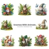 Gnomes With Animals PNG Clipart Collection - 66 PNG, Cute Gnomes Graphics, Forest PNG, Animals Printables, Commercial use, Digital download
