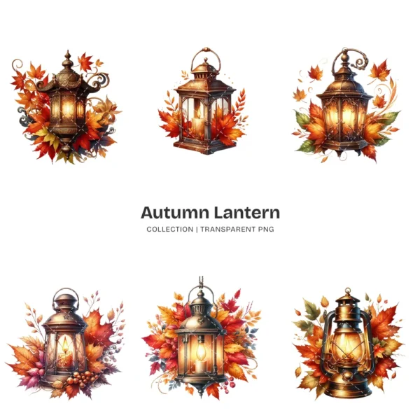 Autumn Lantern PNG Clipart Collection - 68 PNG, Fall Season Graphics, ,Fantasy Floral Lantern Printables, Commercial use, Digital download