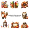 Animal Print Autumn PNG Clipart Collection - 60 PNG, Fall Fashion Graphics, Woodland Autumn Printables, Commercial use, Digital download