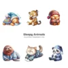 Sleepy Animals PNG Clipart Collection - 60 PNG, Dreamy Animal Graphics, Cute Pet Animal Printables, Commercial use, Digital download