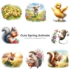 Cute Spring Animals PNG Clipart Collection - 66 PNG, Baby Animals Graphics, Pastel Nursery Printables, Commercial use, Digital download