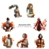 Autumn Girl PNG Clipart Collection - 63 PNG, Autumn Fashion Graphics, Fall Season Printables, Commercial use, Digital download