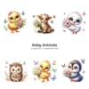 Baby Animals PNG Clipart Collection - 60 PNG, Safari Animal Graphics, Floral Baby Animal, Forest Printables, Commercial use,Digital download