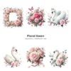 Swan PNG Clipart Collection - 64 PNG, Floral Swan Graphics, Girls Birthday Art, Baby Shower Printables, Commercial use, Digital download
