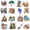 England Watercolor Clipart Bundle - 295+ transparent PNG, Corgi png, Stonehenge art, Big Ben, London Eye, Commercial use, Digital download