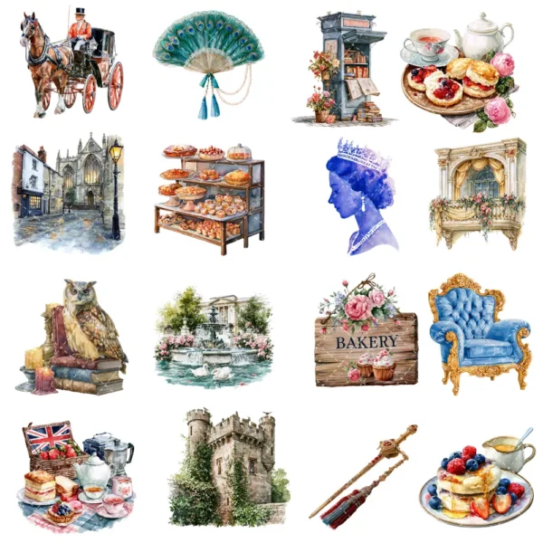 England Watercolor Clipart Bundle - 295+ transparent PNG, Corgi png, Stonehenge art, Big Ben, London Eye, Commercial use, Digital download