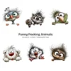 Funny Peeking Animals Whimsical Clipart - 60 PNG, Wild Critters Graphics, Quirky, Giggling Animal PNG, Commercial use, Digital download