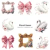 Swan PNG Clipart Collection - 64 PNG, Floral Swan Graphics, Girls Birthday Art, Baby Shower Printables, Commercial use, Digital download