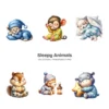 Sleepy Animals PNG Clipart Collection - 60 PNG, Dreamy Animal Graphics, Cute Pet Animal Printables, Commercial use, Digital download