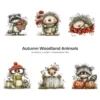 Autumn Woodland Animals Whimsical Clipart - 60 PNG, Fall Forest Graphics, Seasonal Wildlife PNG, Commercial use, Digital download