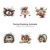 Funny Peeking Animals Whimsical Clipart - 60 PNG, Wild Critters Graphics, Quirky, Giggling Animal PNG, Commercial use, Digital download