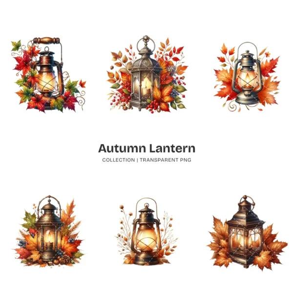 Autumn Lantern PNG Clipart Collection - 68 PNG, Fall Season Graphics, ,Fantasy Floral Lantern Printables, Commercial use, Digital download