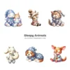 Sleepy Animals PNG Clipart Collection - 60 PNG, Dreamy Animal Graphics, Cute Pet Animal Printables, Commercial use, Digital download