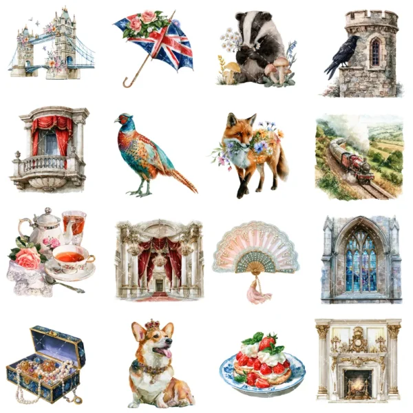 England Watercolor Clipart Bundle - 295+ transparent PNG, Corgi png, Stonehenge art, Big Ben, London Eye, Commercial use, Digital download