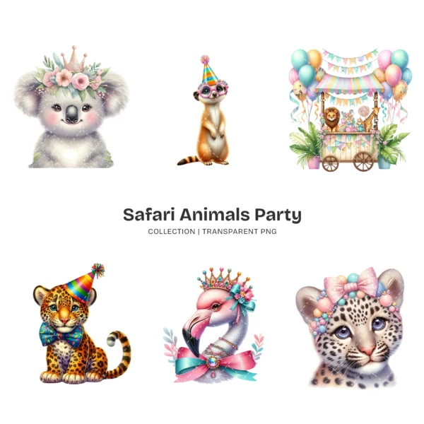 Safari Animals Party PNG Clipart Collection - 85 PNG, Jungle Birthday Graphics, Baby Shower Printables, Commercial use, Digital download