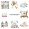 Dragon Kingdom Nursery PNG Clipart - 124 PNG, Knight Graphics, Baby Dragon, Fairy Tale Printables, Commercial use, Digital download