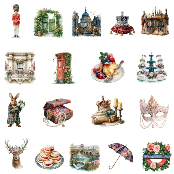 England Watercolor Clipart Bundle - 295+ transparent PNG, Corgi png, Stonehenge art, Big Ben, London Eye, Commercial use, Digital download
