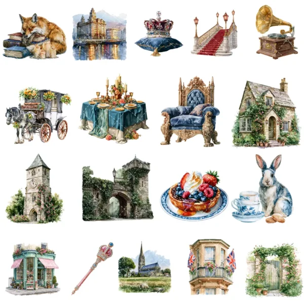 England Watercolor Clipart Bundle - 295+ transparent PNG, Corgi png, Stonehenge art, Big Ben, London Eye, Commercial use, Digital download