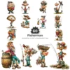 Fisherman Whimsical Clipart - 60 PNG, Grandpa Graphics, Rustic Lake Life Illustration, Humor Clipart, Commercial use, Digital download