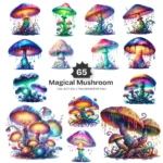 Magical Mushroom PNG Clipart Collection - 65 PNG, Mystical Fungi Graphics, Whimsical Forest Printables, Commercial use, Digital Download