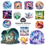 Majestic Wolves PNG Clipart Collection - 60 PNG, Wildlife Animal Graphics, Enchanted, Woodland Printables, Commercial use, Digital download