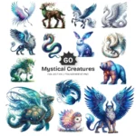 Mystical Creatures PNG Clipart Collection - 60 PNG, Mythical Creatures Graphics, Magical Illustration, Commercial use, Digital download