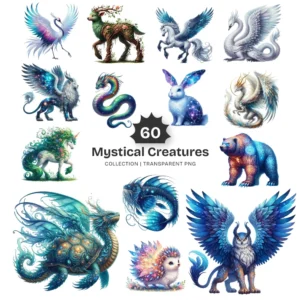 Mystical Creatures PNG Clipart Collection - 60 PNG, Mythical Creatures Graphics, Magical Illustration, Commercial use, Digital download