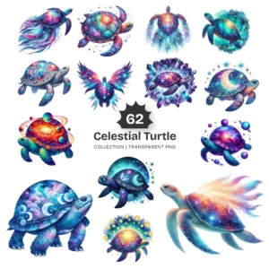 Celestial Turtle PNG Clipart Collection - 62 PNG, Moon Phases Graphics, Cosmic, Dreamy Magical Printables, Commercial use, Digital download