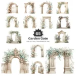 Garden Gate PNG Clipart Collection - 65 PNG, Stone Arch Entrance Graphics, Secret Garden Wedding Printables, Commercial use,Digital download