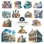 Rome Italy PNG Clipart Collection - 61 PNG, Italian Landmarks Graphics, Travel PNG, Wonders Printables, Commercial use, Digital download