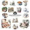 Cozy Rustic Kitchen PNG Clipart Collection - 62 PNG, Woman Baking Graphics, Dining, Groceries, Cooking Art, Commercial use, Digital download