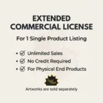 Extended Commercial License for One Clipart Listing, Unlimited Sales No Credit License, Small Business Commercial Use Pass, POD License