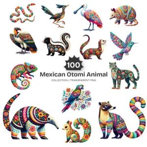 Mexican Otomi Animal PNG Clipart Collection - 100 PNG, Magical Potion Shop Graphics, Animals Printable, Commercial use, Digital download