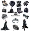 Black Fashion PNG Clipart Collection - 100 PNG, Black Lovers Graphics, Wedding Elements Printable, Commercial use, Digital download