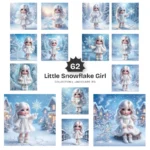 Little Snowflake Girl PNG Clipart Collection - 62 PNG, Snowy Princess Graphics, Winter Fantasy Printable, Commercial use, Digital download