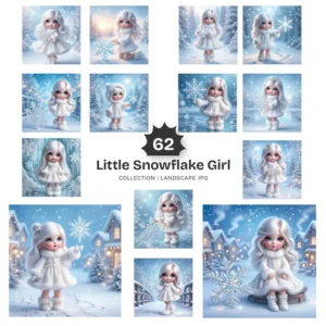 Little Snowflake Girl PNG Clipart Collection - 62 PNG, Snowy Princess Graphics, Winter Fantasy Printable, Commercial use, Digital download