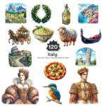 Italy PNG Clipart Collection - 120 PNG, Travel Graphics, Macarons, Italian Sightseeing Printable, Commercial use, Digital download