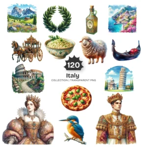 Italy PNG Clipart Collection - 120 PNG, Travel Graphics, Macarons, Italian Sightseeing Printable, Commercial use, Digital download