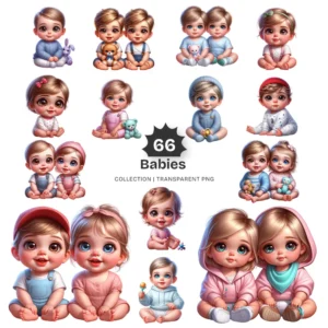 Babies PNG Clipart Collection - 66 PNG, Baby Twins Graphics, Pink Blue Baby, Adorable Infants Printables, Commercial use, Digital download