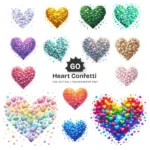 Heart Confetti PNG Clipart Collection - 60 PNG, Birthday Party Graphics, Valentine’s Day Printable, Commercial use, Digital download