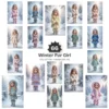 Winter Fur Girl JPG Clipart Collection - 66 JPG, snow princess Graphics, Frosty Scenes, Winter Printable, Commercial use, Digital download