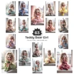 Teddy Bear Girl JPG Clipart Collection - 63 JPG, Tutu Girl Graphics, Dreamy Girl, Shabby Chic Printable, Commercial use, Digital download
