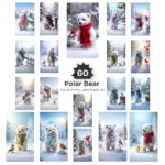 Polar Bear JPG Clipart Collection - 60 JPG, snowy animal Graphics, Christmas Bear, Arctic Winter Printable, Commercial use, Digital download